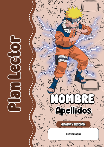 Portada de Naruto de Plan Lector Editable para Imprimir Gratis