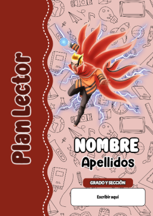 Portada de Naruto de Plan Lector para cuaderno escolar para imprimir gratis - formato digital listo para usar
