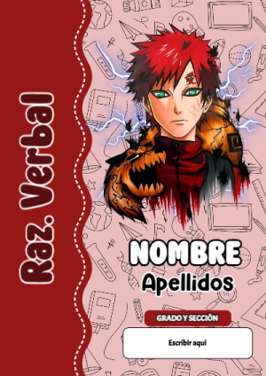 Portada de Naruto de Raz. Verbal para cuaderno decorativa y bonita - ideal para el nuevo año escolar