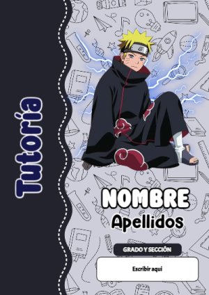 Portada de Naruto de Tutoría para cuaderno ideal para niños - para personalizar tus materias