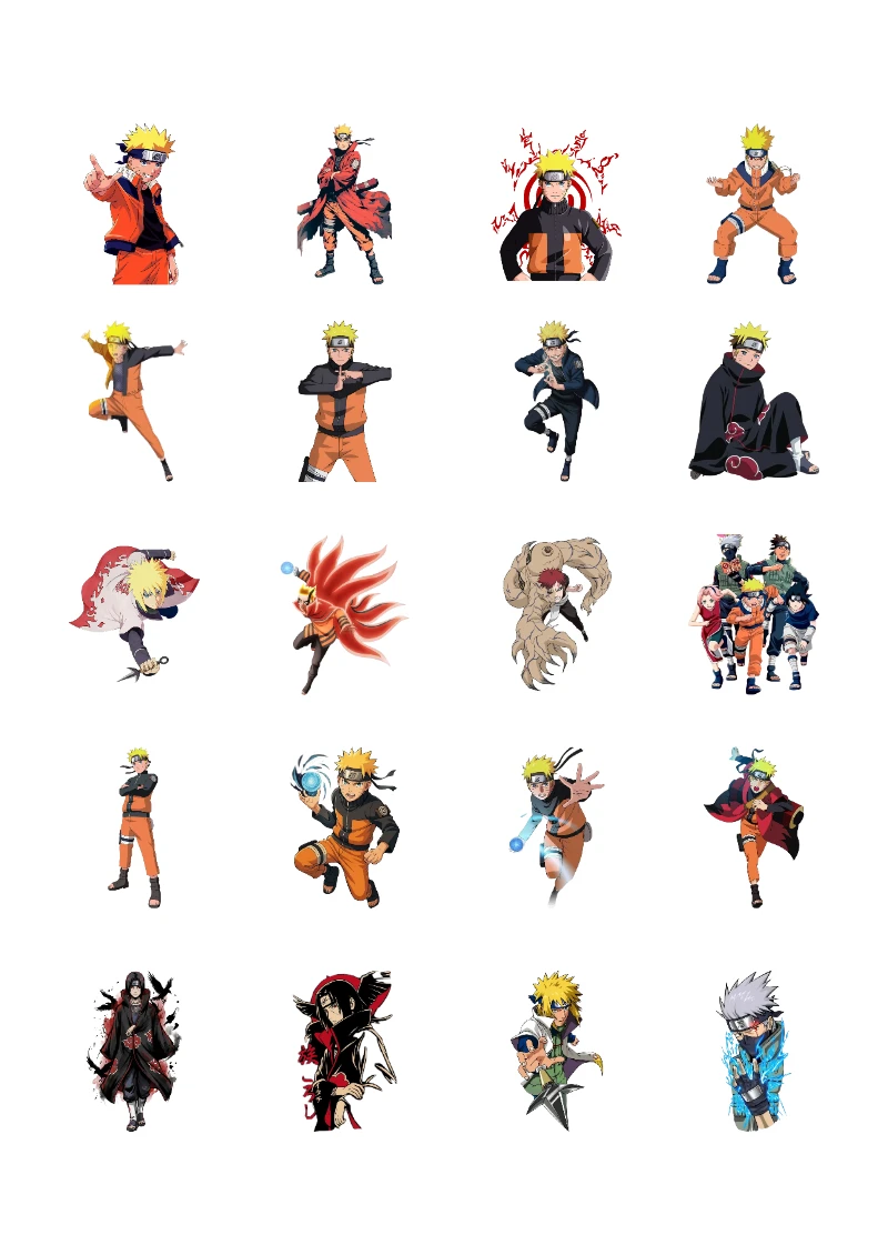 Stickers decorativos de Naruto para Imprimir Gratis y Editar (Diseño 2) para imprimir en A4 - diseño exclusivo y original