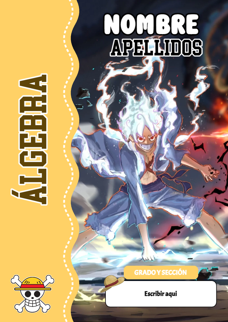 Portada de One Piece de Álgebra Editable para Imprimir Gratis