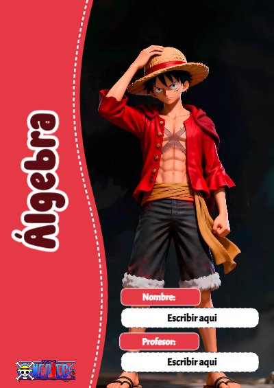 Portada de One Piece de Álgebra Editable para Imprimir Gratis
