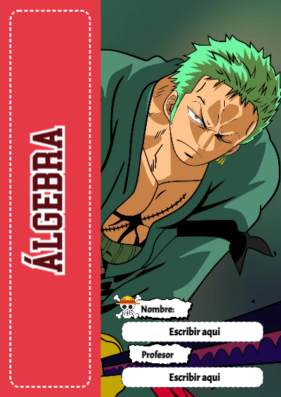 Portada de One Piece de Álgebra Editable para Imprimir Gratis