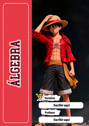 Portada de One Piece de Álgebra para cuaderno para clases - con colores vivos y llamativos