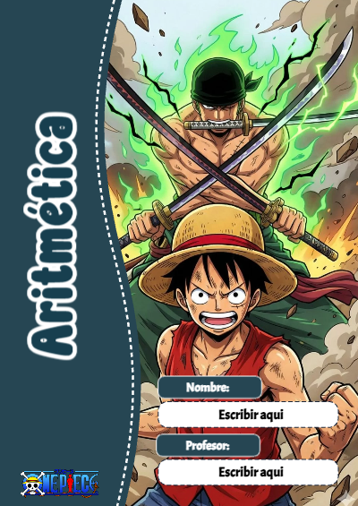 Portada de One Piece de Aritmética Editable para Imprimir Gratis