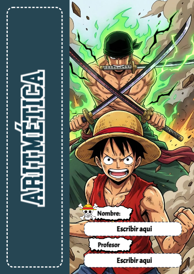 Portada de One Piece de Aritmética Editable para Imprimir Gratis