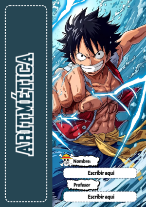 Portada de One Piece de Aritmética para cuaderno fácil de imprimir - para personalizar tus materias