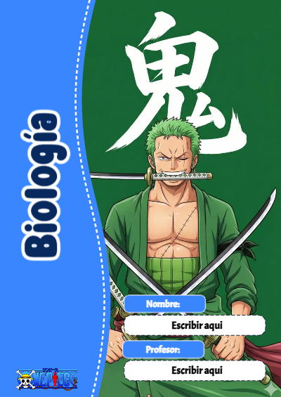 Portada de One Piece de Biología Editable para Imprimir Gratis