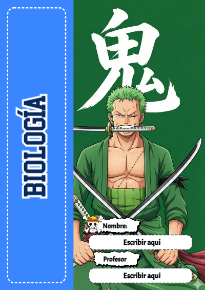 Portada de One Piece de Biología Editable para Imprimir Gratis