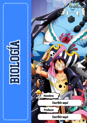 Portada de One Piece de Biología para cuaderno en formato A4 - formato digital listo para usar