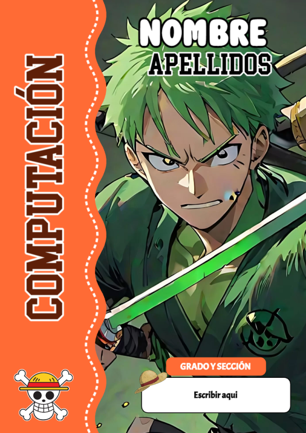 Portada de One Piece de Computación para cuaderno para estudiantes - versión premium para imprimir