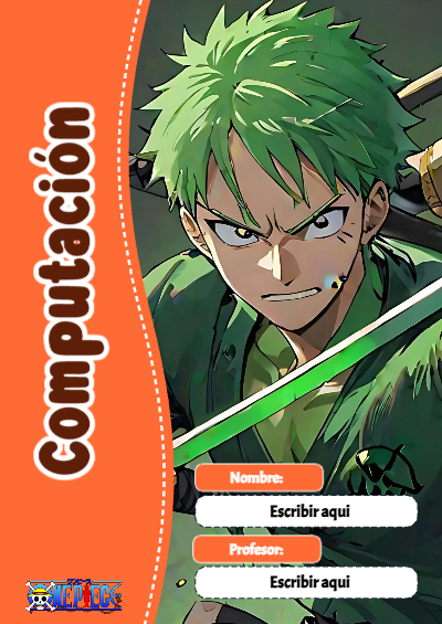 Portada de One Piece de Computación Editable para Imprimir Gratis
