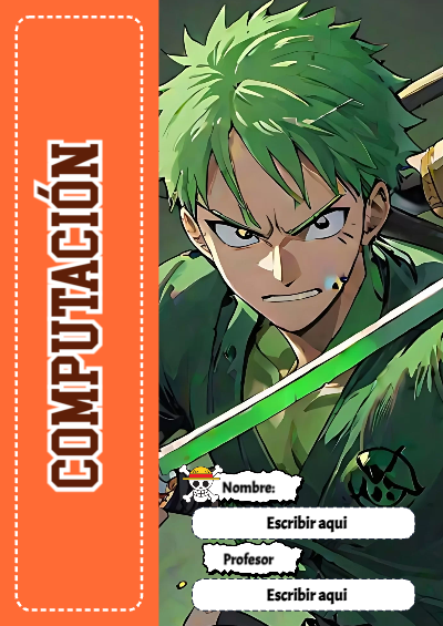 Portada de One Piece de Computación para cuaderno en tamaño A4 - ideal para cuadernos de espiral