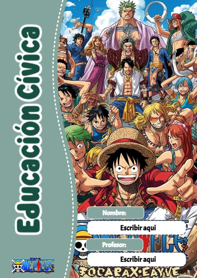 Portada de One Piece de Educación Cívica Editable para Imprimir Gratis