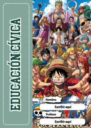 Portada de One Piece de Educación Cívica para cuaderno para estudiantes - versión premium para imprimir