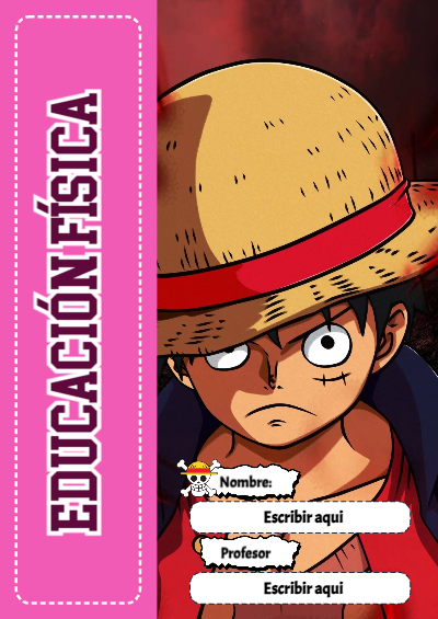 Portada de One Piece de Educación Física Editable para Imprimir Gratis