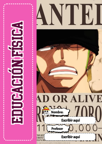Portada de One Piece de Educación Física Editable para Imprimir Gratis