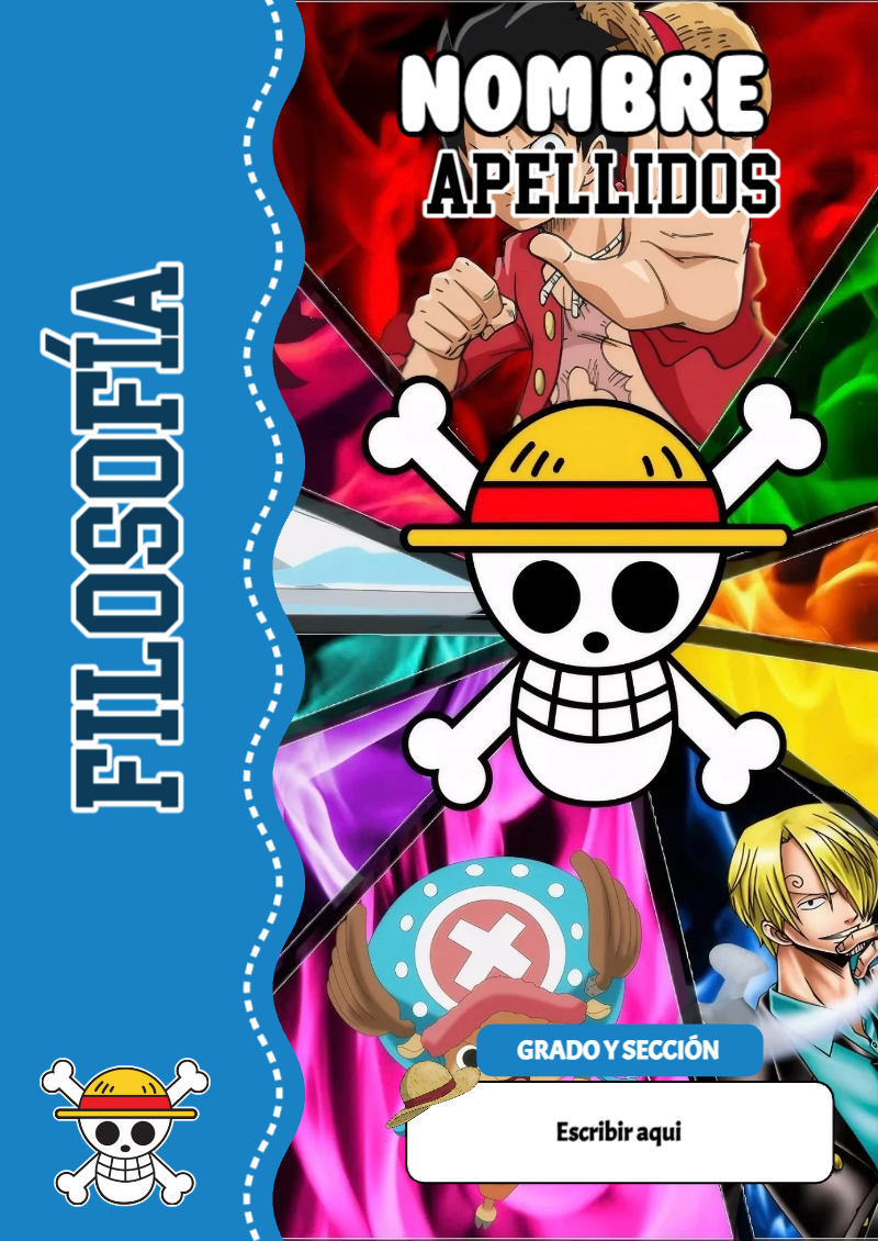 Portada de One Piece de Filosofía Editable para Imprimir Gratis