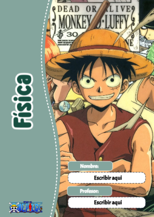 Portada de One Piece de Física para cuaderno llamativa y bonita - para todas las edades y grados