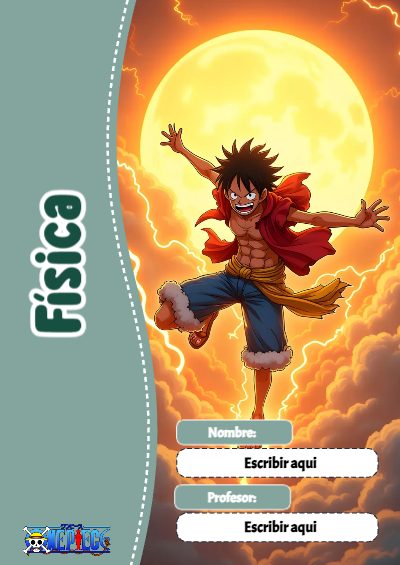 Portada de One Piece de Física para cuaderno colorida y creativa - versión premium para imprimir