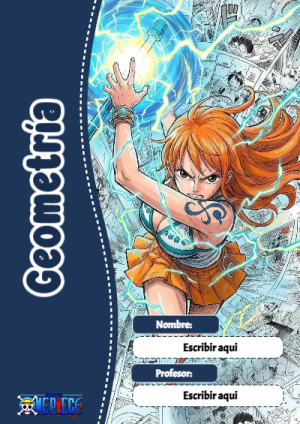 Portada de One Piece de Geometría para cuaderno bonita para imprimir - con colores vivos y llamativos