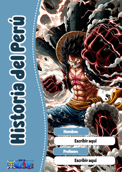 Portada de One Piece de Historia del Perú para cuaderno con diseño bonito - versión premium para imprimir