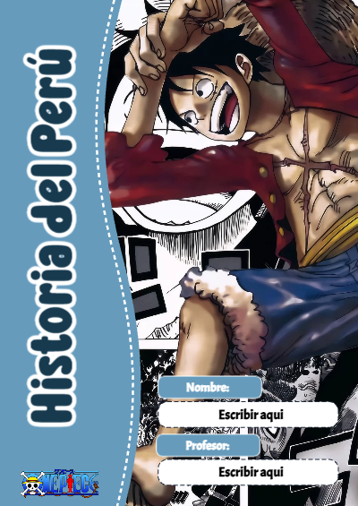 Portada de One Piece de Historia del Perú para cuaderno personalizada para imprimir - disponible para descarga gratuita