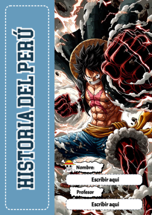 Portada de One Piece de Historia del Perú para cuaderno personalizada para imprimir - para el regreso a clases