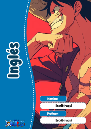 Portada de One Piece de Inglés para cuaderno con diseño bonito - para personalizar tus materias