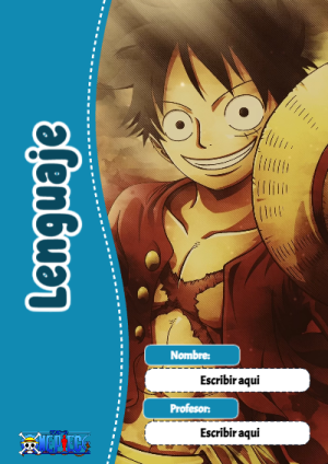 Portada de One Piece de Lenguaje para cuaderno para clases - diseño escolar moderno