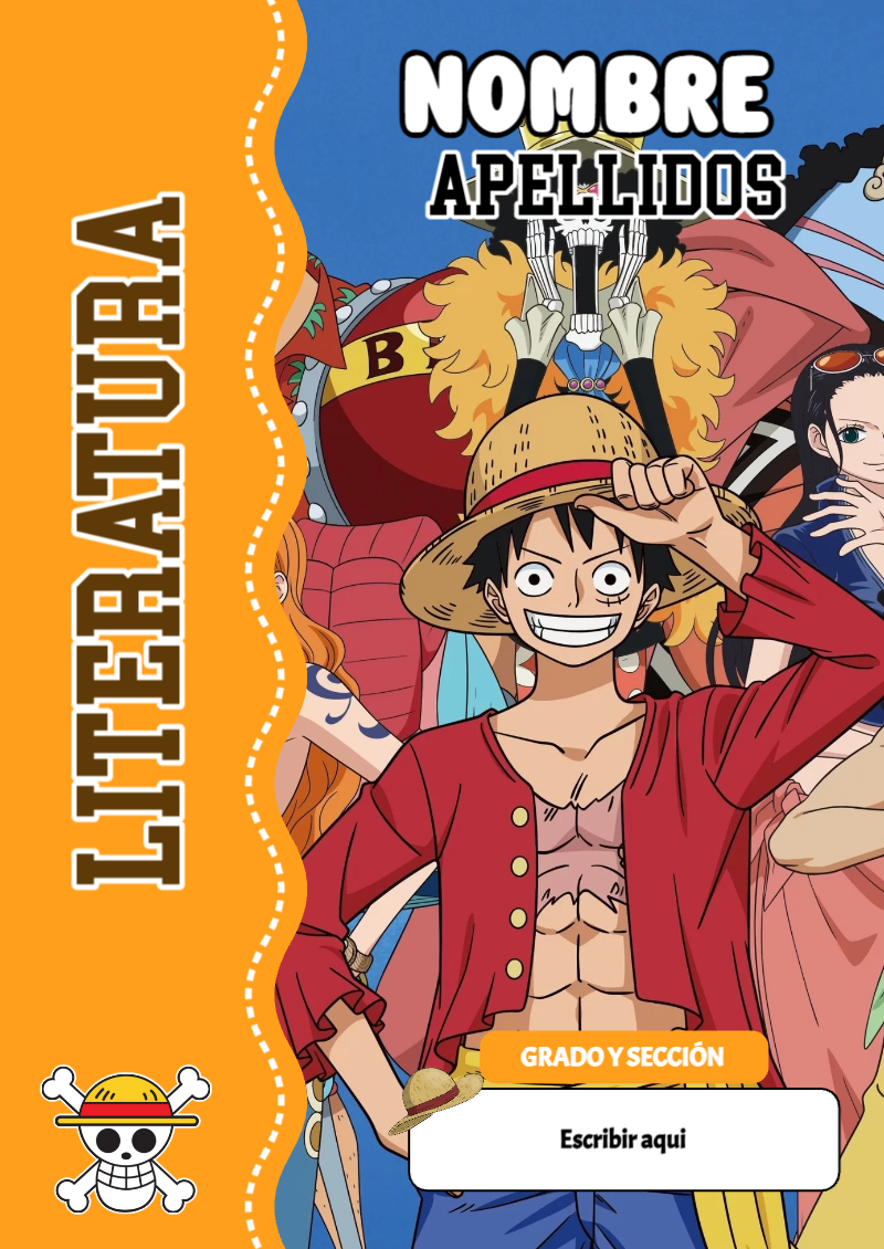 Portada de One Piece de Literatura Editable para Imprimir Gratis