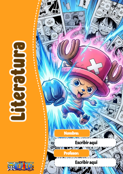 Portada de One Piece de Literatura para cuaderno lista para imprimir en A4 - versión premium para imprimir