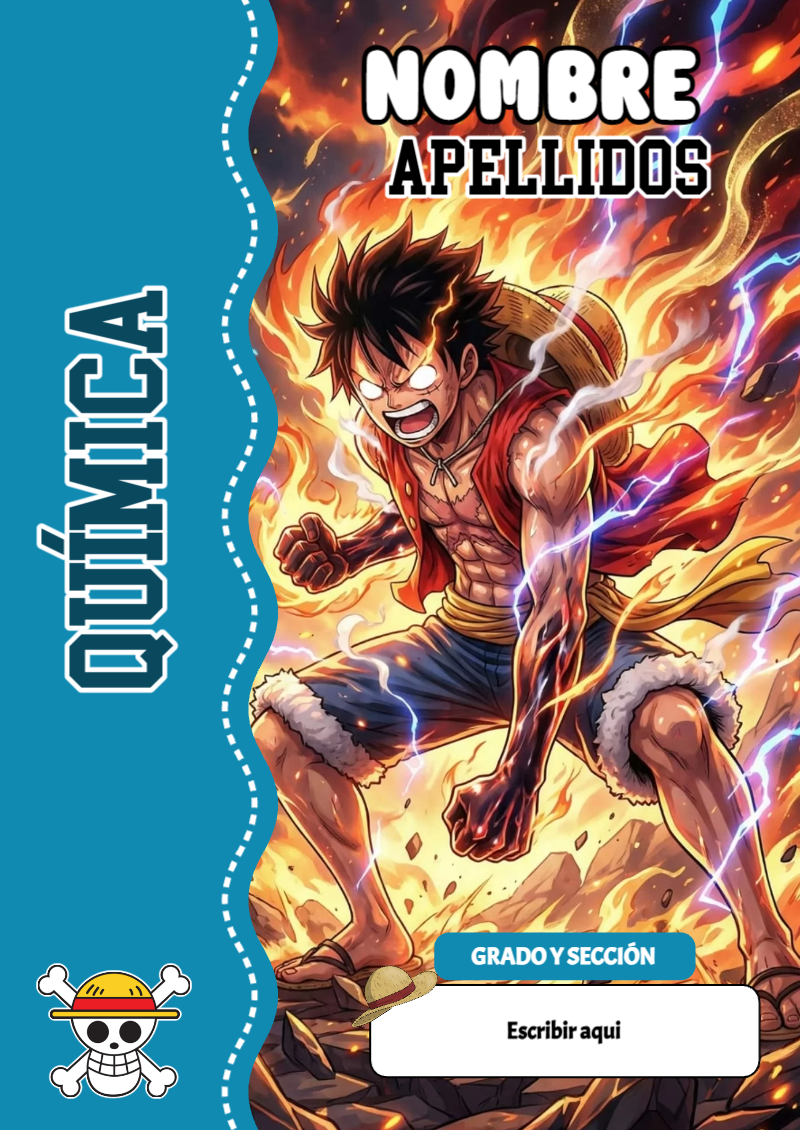Portada de One Piece de Química Editable para Imprimir Gratis