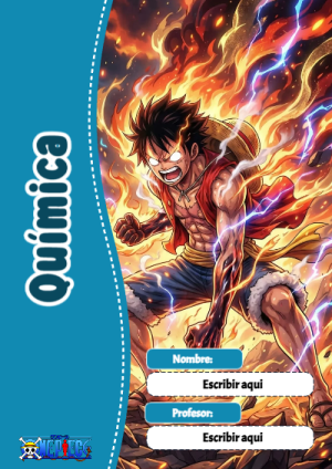 Portada de One Piece de Química para cuaderno escolar para imprimir gratis - formato digital listo para usar