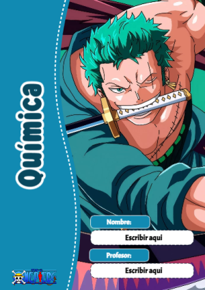 Portada de One Piece de Química para cuaderno con diseño bonito - diseño escolar moderno