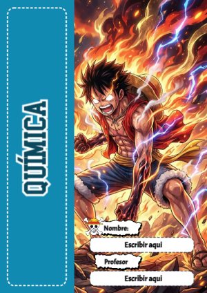 Portada de One Piece de Química para cuaderno personalizada para imprimir - para personalizar tus materias