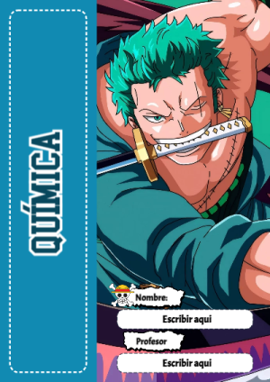 Portada de One Piece de Química para cuaderno con estilo creativo - tendencia educativa 2026
