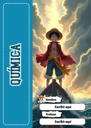 Portada de One Piece de Química para cuaderno con estilo creativo - para personalizar tus materias
