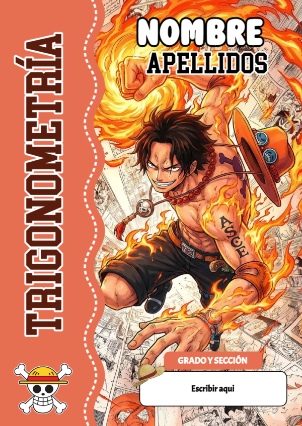 Portada de One Piece de Trigonometría para cuaderno decorativa y bonita - para todas las edades y grados