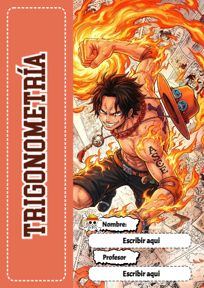 Portada de One Piece de Trigonometría para cuaderno con estilo creativo - con colores vivos y llamativos
