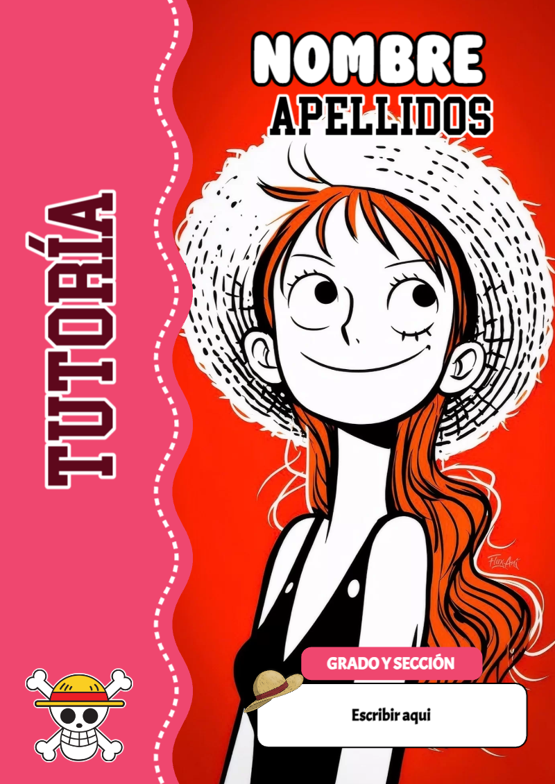 Portada de One Piece de Tutoría Editable para Imprimir Gratis