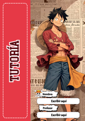 Portada de One Piece de Tutoría para cuaderno bonita para imprimir - para todas las edades y grados