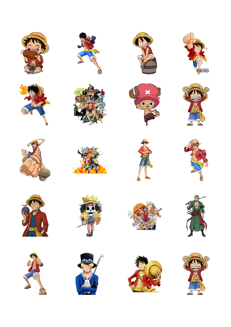 Stickers de ONE PIECE Editables para Imprimir Gratis (Diseño 1) para cuadernos y útiles - estilo único para estudiantes