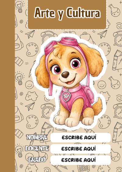 Portada de PAW Patrol de Arte y Cultura para cuaderno con diseño escolar - perfecto para organizar tus apuntes