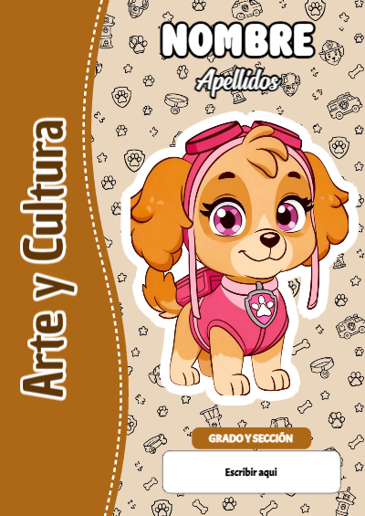 Portada de PAW Patrol de Arte y Cultura para cuaderno para niños de primaria - con colores vivos y llamativos