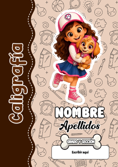 Portada de PAW Patrol de Caligrafía para cuaderno para estudiantes - ideal para el nuevo año escolar