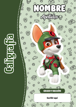 Portada de PAW Patrol de Caligrafía para cuaderno con estilo infantil - versión premium para imprimir