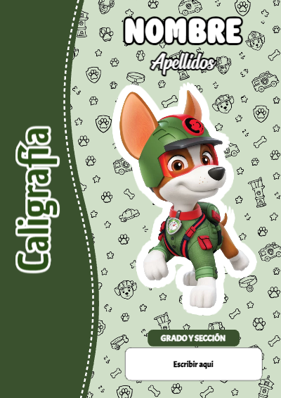 Portada de PAW Patrol de Caligrafía Editable para Imprimir Gratis