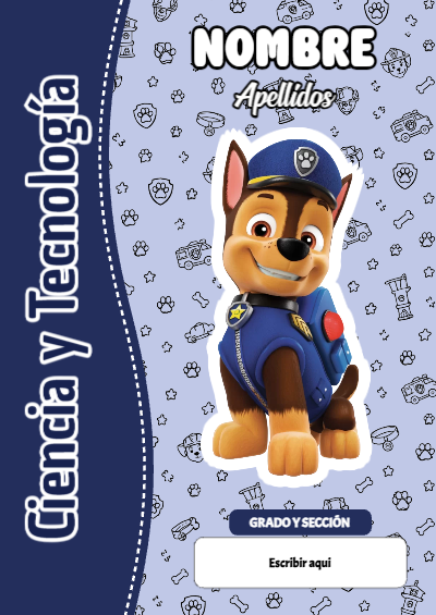 Portada de PAW Patrol de Ciencia y Tecnología para cuaderno personalizada para imprimir - estilo único para estudiantes